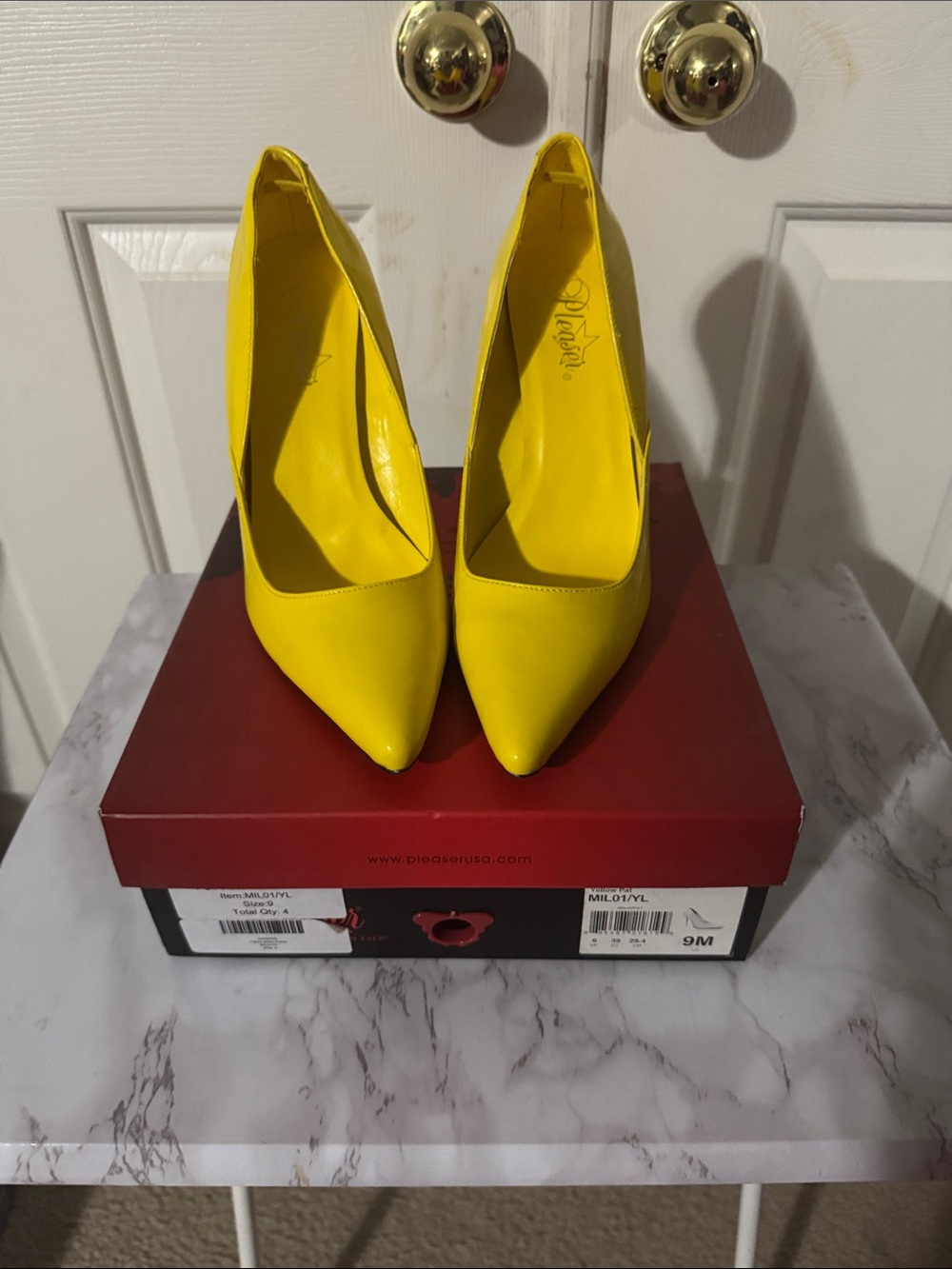 Pleaser Bright Yellow Pointed-Toe Pumps